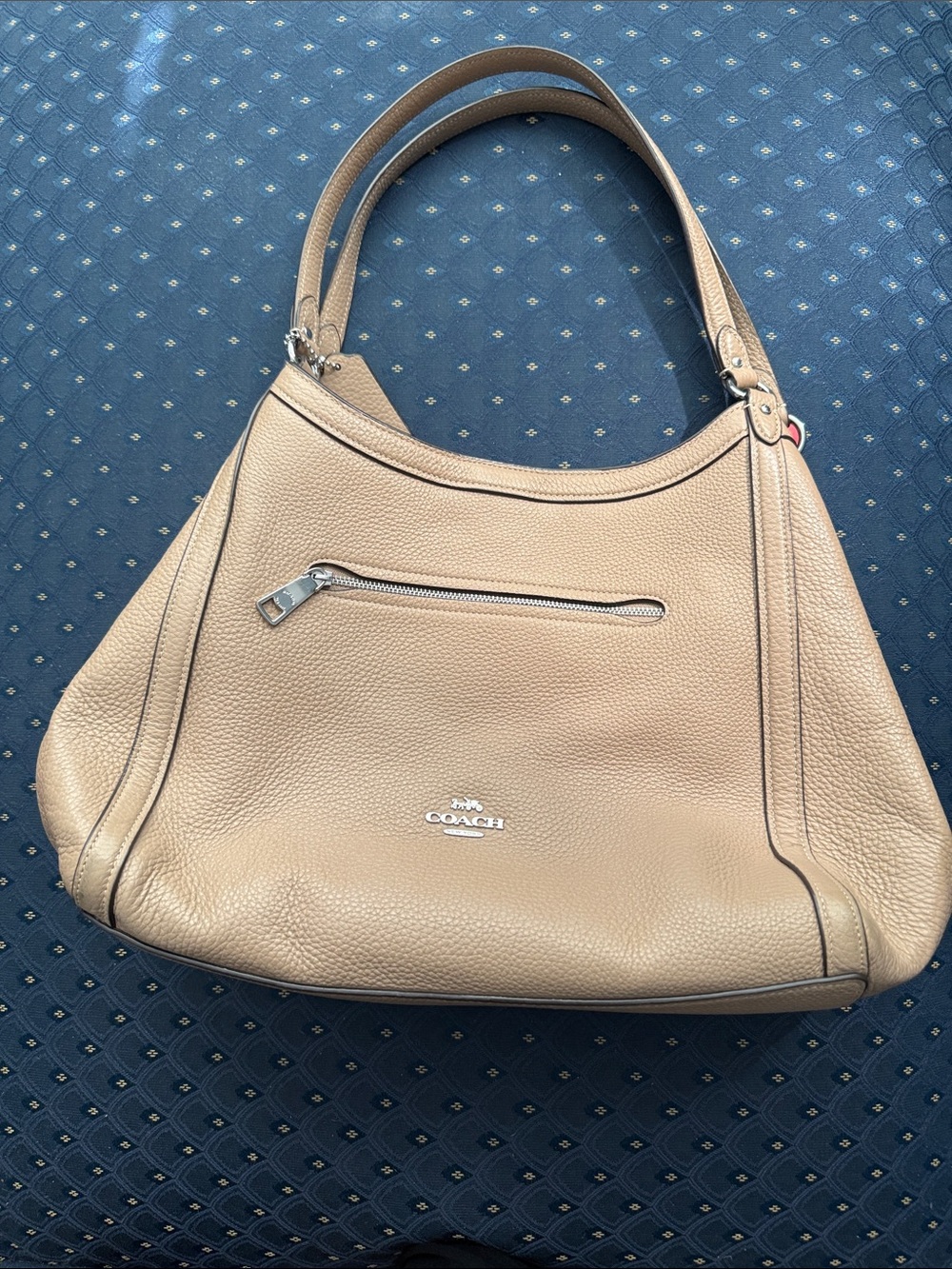 Coach Pebble Leather Shoulder Bag in Beige